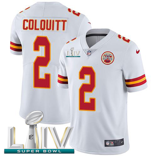 Kansas City Chiefs Nike #2 Dustin Colquitt White Super Bowl LIV 2020 Men Stitched NFL Vapor Untouchable Limited Jersey->kansas city chiefs->NFL Jersey